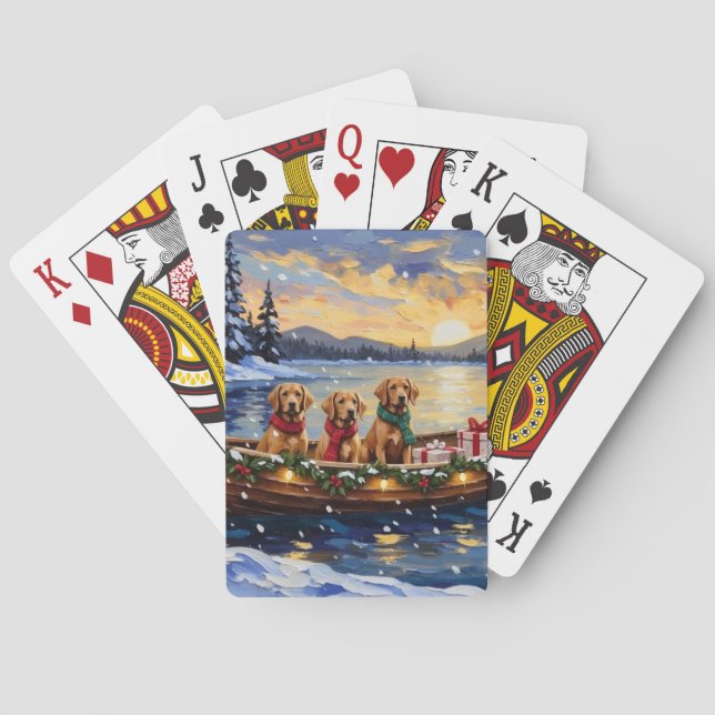 Baraja De Cartas Chesapeake Bay Retriever Christmas Boat Holiday (Reverso)