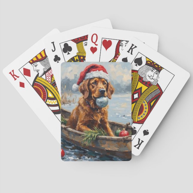 Baraja De Cartas Chesapeake Bay Retriever Christmas Hunting Boat (Reverso)