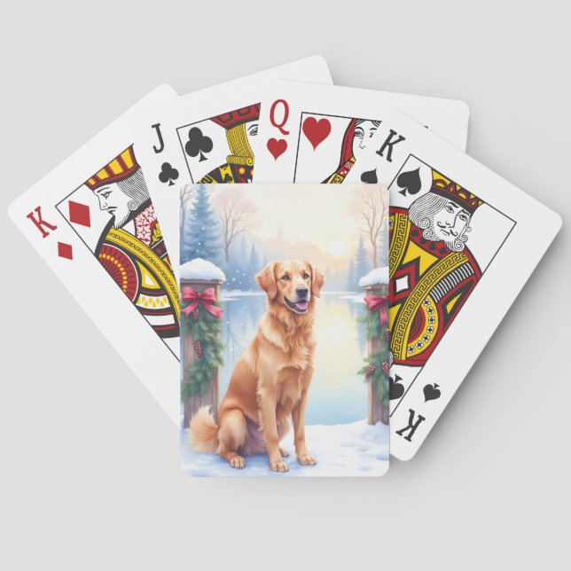 Baraja De Cartas Chesapeake Bay Retriever Winter Lakeside Christmas (Reverso)