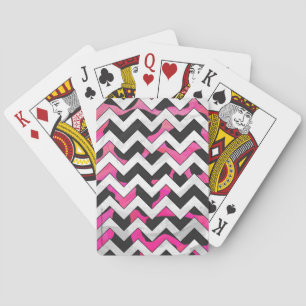 Baraja De Cartas Chevron Cow Hot Pink and Black Print