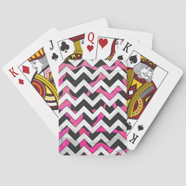 Baraja De Cartas Chevron Cow Hot Pink and Black Print (Reverso)