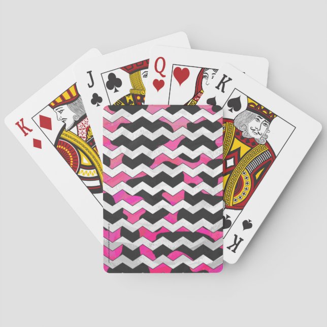 Baraja De Cartas Chevron Cow Hot Pink and Black Print (Reverso)
