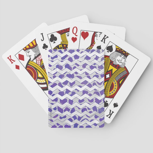 Baraja De Cartas Chevron Dalmatian Morado y Blanco (Reverso)