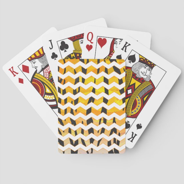 Baraja De Cartas Chevron Tiger Impresión negra y Naranja (Reverso)