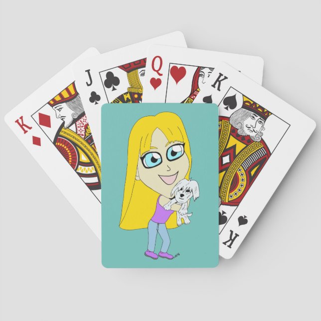 Baraja De Cartas Chibi con un cachorro (Reverso)