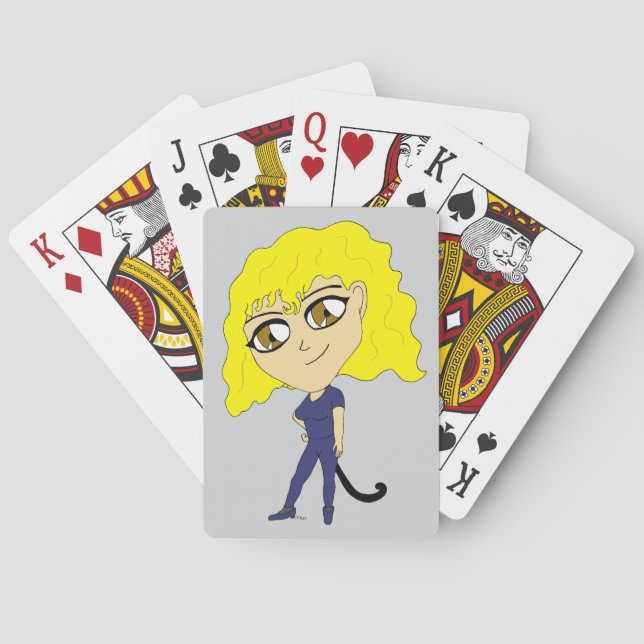 Baraja De Cartas Chibi con una cola como de gato (Reverso)