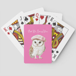 Baraja De Cartas Chic Pink Beret Brown White Owl Be Seeing You