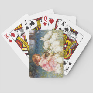 Baraja De Cartas Chica alimentando a los conejos (por Frederick Mor