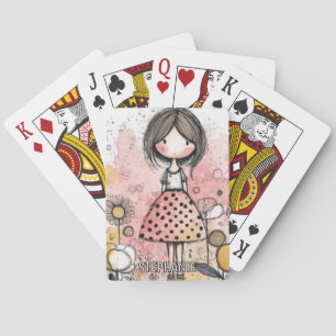 Baraja De Cartas Chica Caprichosa con un Vestido de Crema con Marga