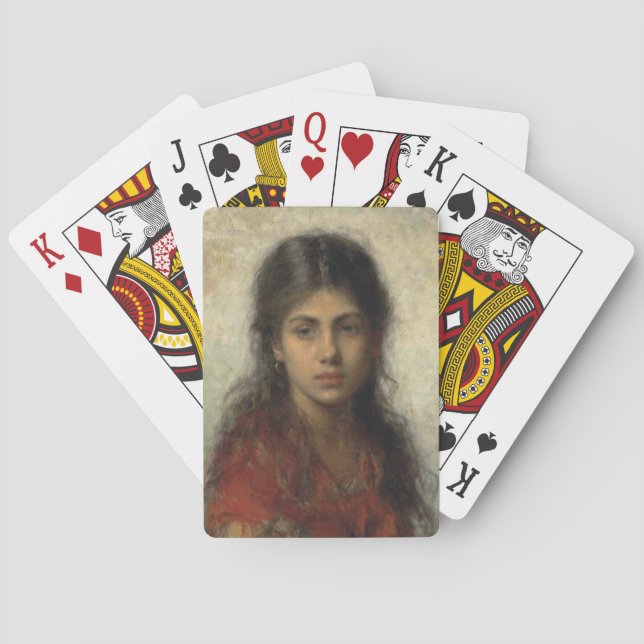 Baraja De Cartas Chica con un Shawl Rojo (por Alexei Harlamoff) (Reverso)