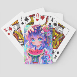 Baraja De Cartas Chica de anime come sandía en verano