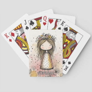 Baraja De Cartas Chica de Corona de Flores Caprichosa en Rosa Rubor
