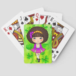 Baraja De Cartas Chica de danza irlandesa con vestido violeta