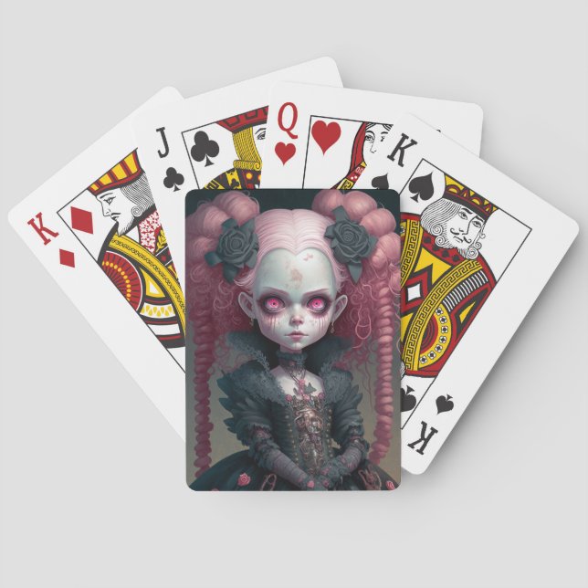 Baraja De Cartas Chica de gótico Rosa Negro Típico (Reverso)