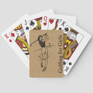 Baraja De Cartas Chica de la época Golfer en Faux Burlap Decorativo