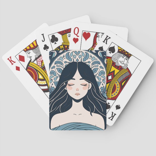 Baraja De Cartas Chica De Nilo Otomano - Aura Floral Azul Serene (Reverso)