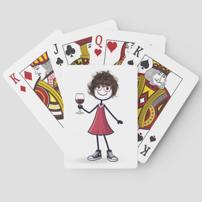 Baraja De Cartas Chica de palitos con copa de vino (Reverso)