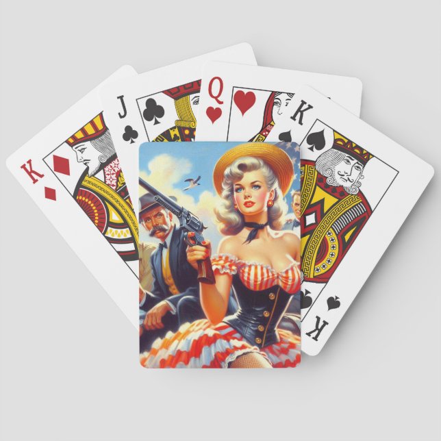 Baraja De Cartas Chica de pulpa occidental vintage (Reverso)