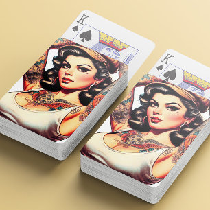 Baraja De Cartas Chica de tatuajes vintage linda