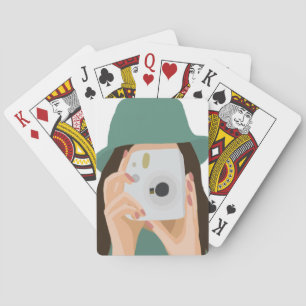 Baraja De Cartas Chica fotógrafo ilustrado con pelo oscuro