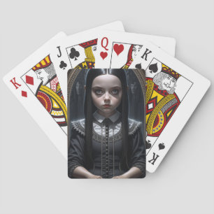 Baraja De Cartas Chica gótica que asusta arte de IA Halloween