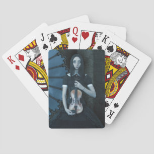 Baraja De Cartas Chica gótico victoriano sostiene violín oscuro fan
