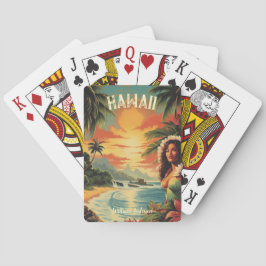 Baraja De Cartas Chica hawaiano de arte vintage de Hawaii Beach
