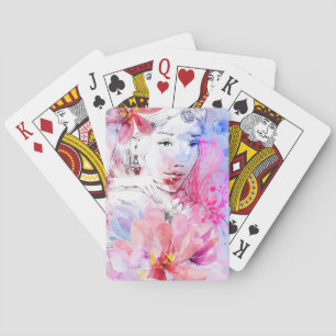 Baraja De Cartas Chica hermoso con un ramo de flores