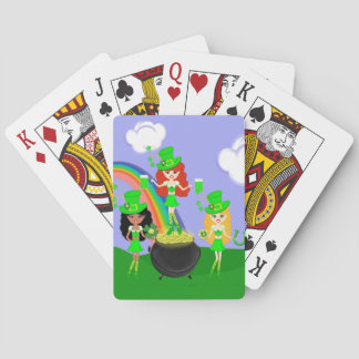 Baraja De Cartas Chica Leprechauns Arcoiris y Oro Oro