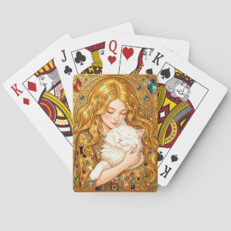 Baraja De Cartas Chica linda con gato al estilo Art Nouveau de Gust