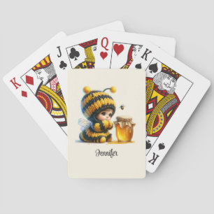 Baraja De Cartas Chica lindo con traje de abeja con miel