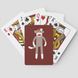 Baraja De Cartas Chica lindo sock mono en rojo