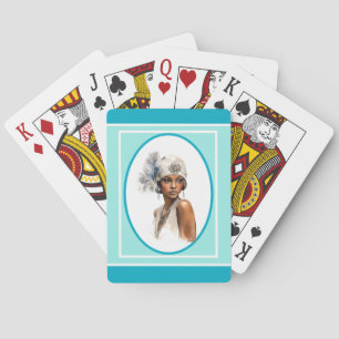 Baraja De Cartas Chica marrón Art Deco Flapper