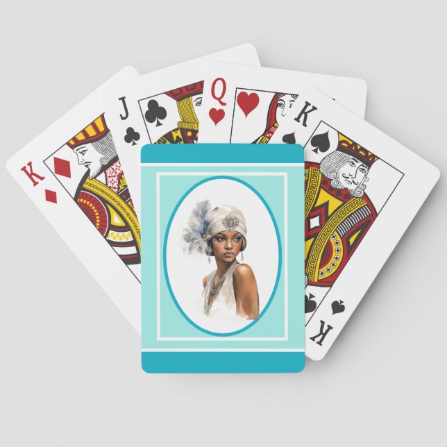 Baraja De Cartas Chica marrón Art Deco Flapper  (Reverso)