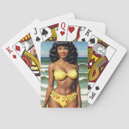 Baraja De Cartas Chica negro Pinup Melanin Bikini Model