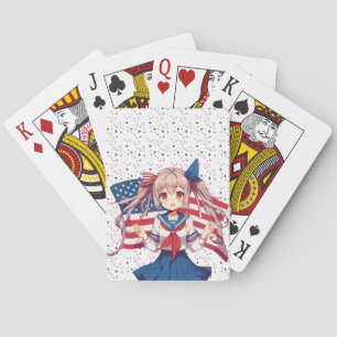 Baraja De Cartas CHICA patriótico de anime de Estados Unidos