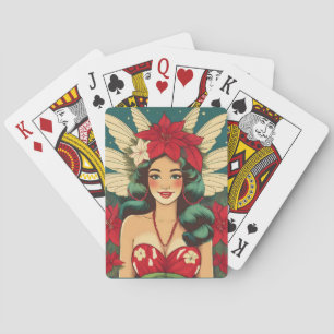 Baraja De Cartas Chica Pin-Up Retro de Navidad Tropical de los 50