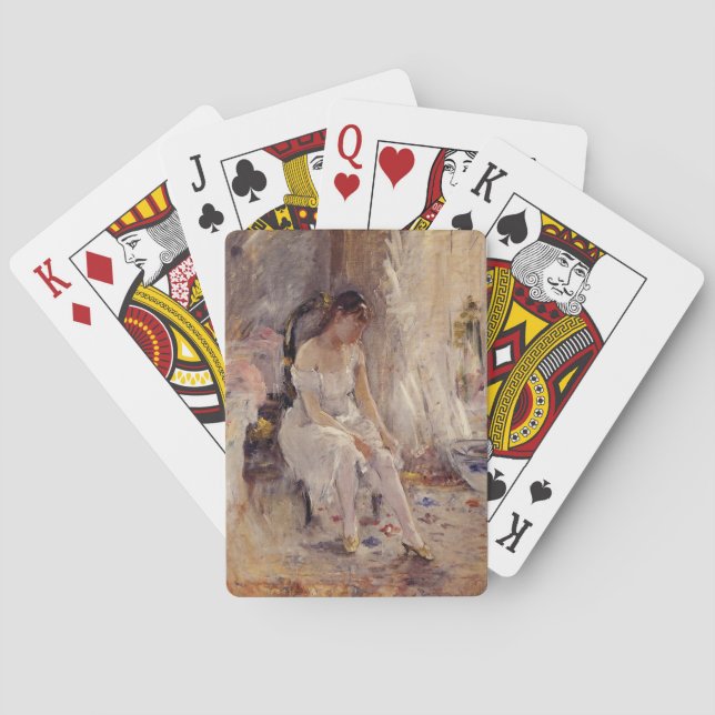 Baraja De Cartas Chica posando sobre sus acciones (por Berthe Moris (Reverso)
