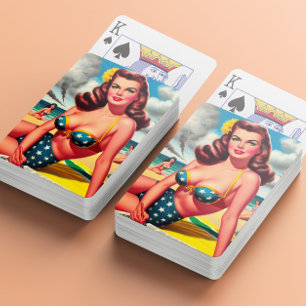 Baraja De Cartas Chica Retro Caliente Vintage Playa Pin up