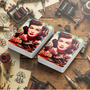 Baraja De Cartas Chica Retro Tatuada