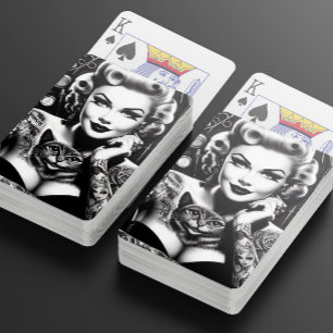Baraja De Cartas Chica tatuada alternativa de la vieja escuela