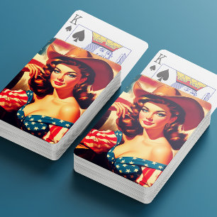 Baraja De Cartas Chica vaquera estadounidense retro pinup