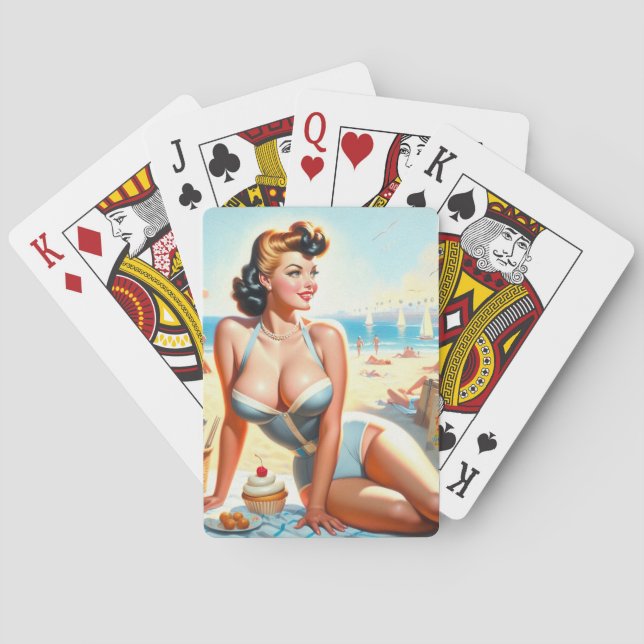 Baraja De Cartas Chica Vintage Summer Pin Up (Reverso)