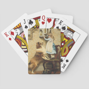 Baraja De Cartas Chica Vintage y Arte de Perro Sheltie Lugar Secret