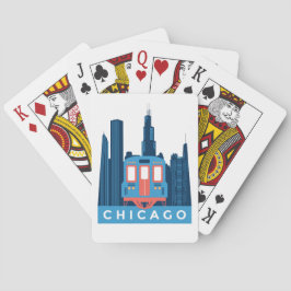 Baraja De Cartas Chicago Skyline Vintage Travel