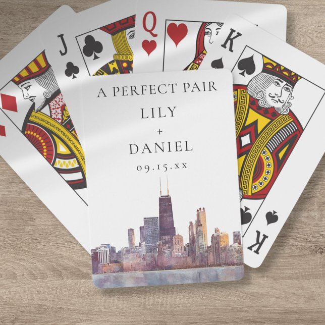 Baraja De Cartas Chicago Wedding Perfect Pair Favor (Chicago Wedding Perfect Pair Favor Poker Cards)