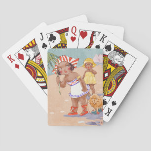 Baraja De Cartas Chicas afroamericanas vintage en la playa