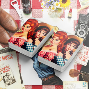 Baraja De Cartas Chicas agricultoras vintage de pin-up