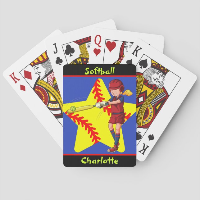Baraja De Cartas Chicas de Softbol Star Batter Swing Personalizado (Reverso)
