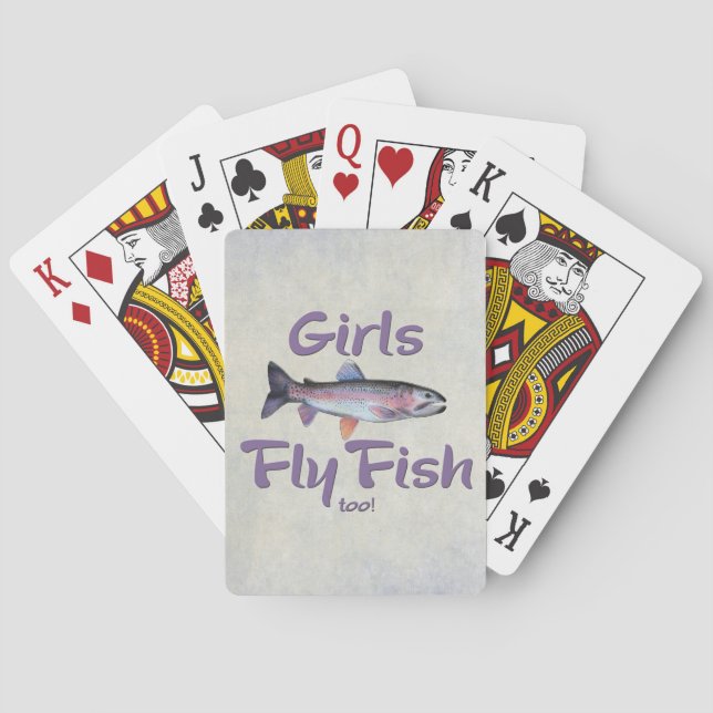 Baraja De Cartas Chicas Fly Fish también! Pesca de trucha arco iris (Reverso)